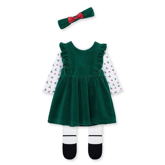 Little Me Other - Little Me Baby Girls Holly Jumper T-shirt Headband Holiday Christmas Set 9 Month